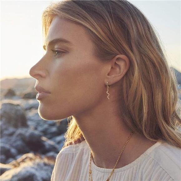 Evil Eye Hoop Earrings 14K Gold Plated with Shining Cubic Zirconia for Women - Picture 2 of 8